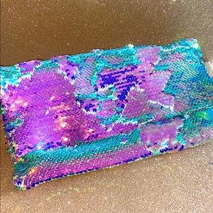 Iridescent sequins clutch or shoulder bag